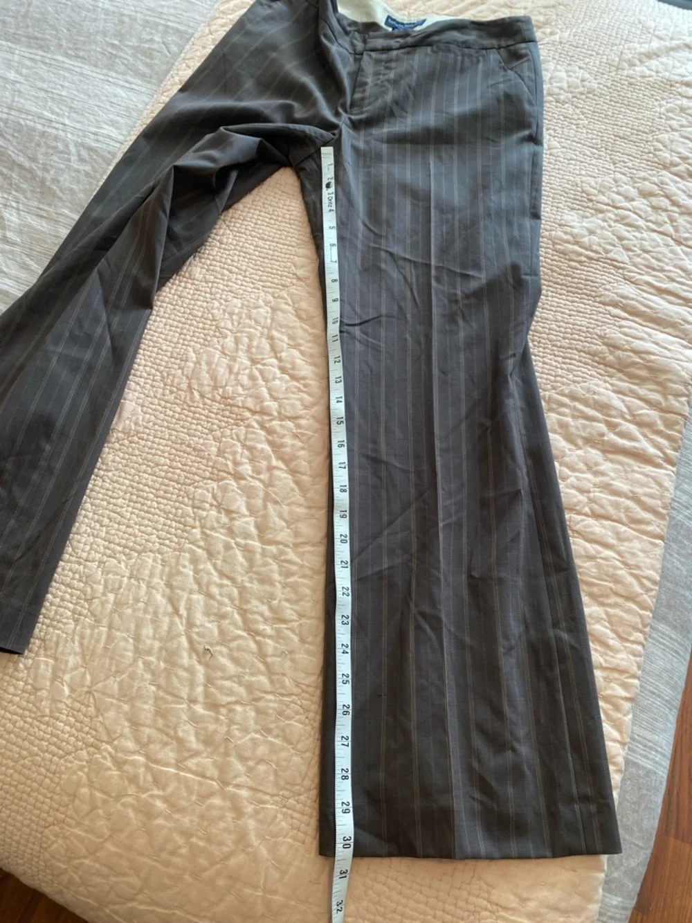 Banana Republic Brown Pinstripe Wide-Leg Trousers, Women’s Size 8 Short - Picture 6 of 13